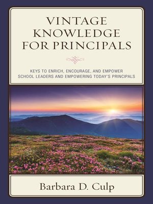 cover image of Vintage Knowledge for Principals